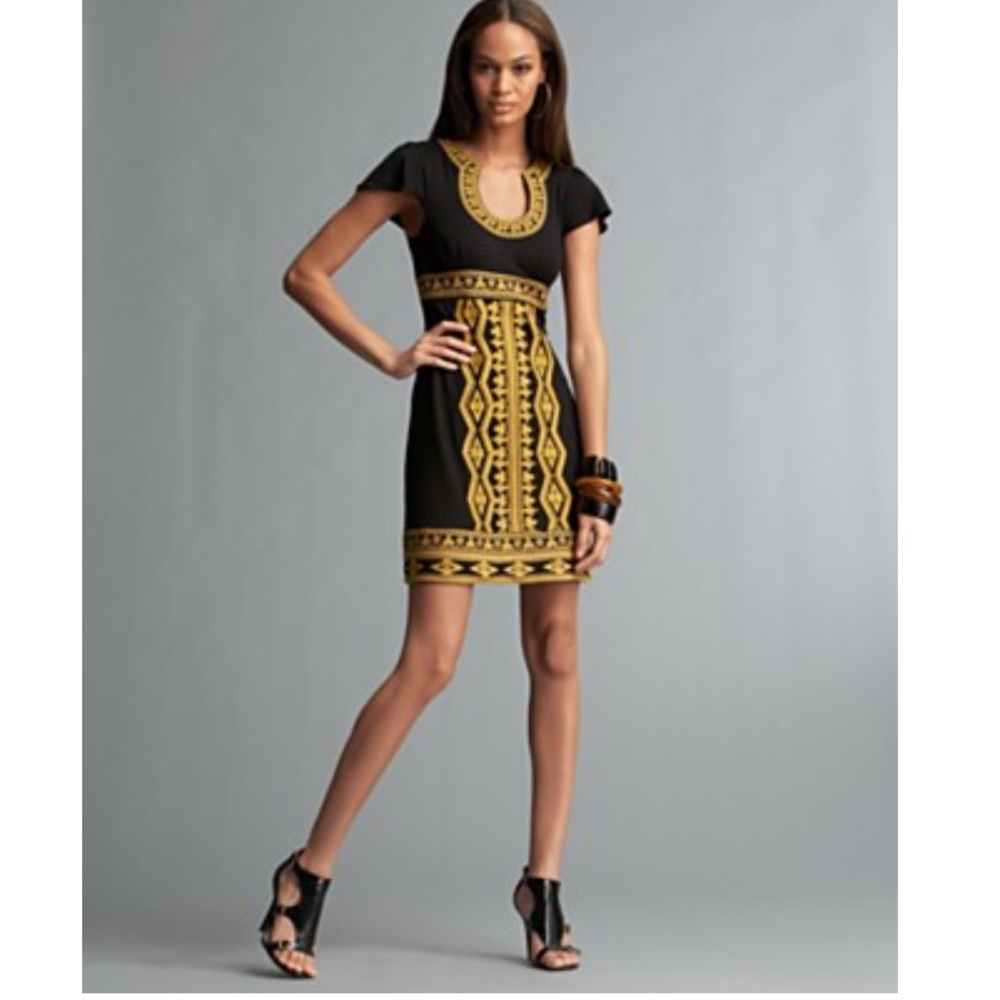 Black And Gold Embroidered Dress